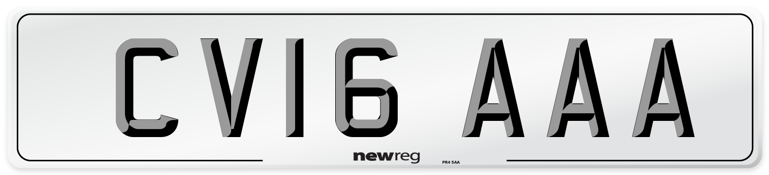 CV16 AAA Number Plate from New Reg